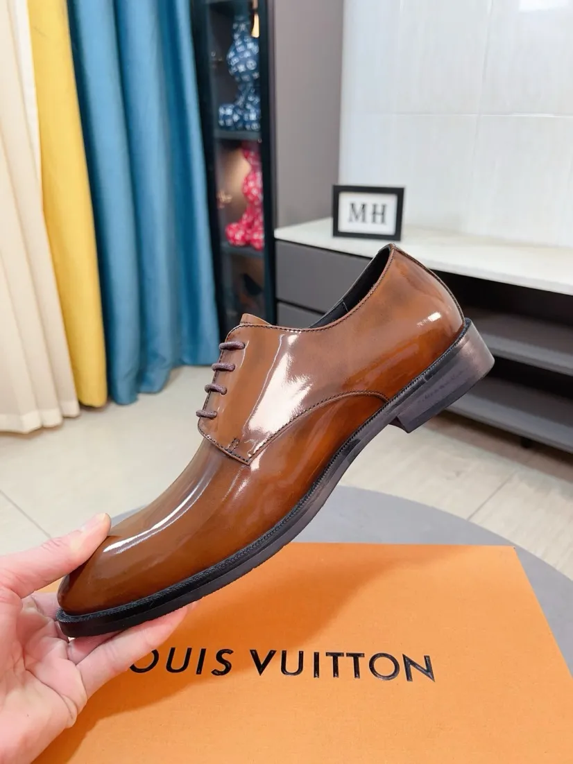Men's men's shoes 💰520🌸🌸【LV Louis Vuitton】~ New product 🆕High-end original men's 🚹Business casual leather shoes, made of original cowhide open-edge bead fabric➕comfortable and soft cowhide lining➕cowhide insole, original LOGO rubber non-slip outsole. Code number: 38-44